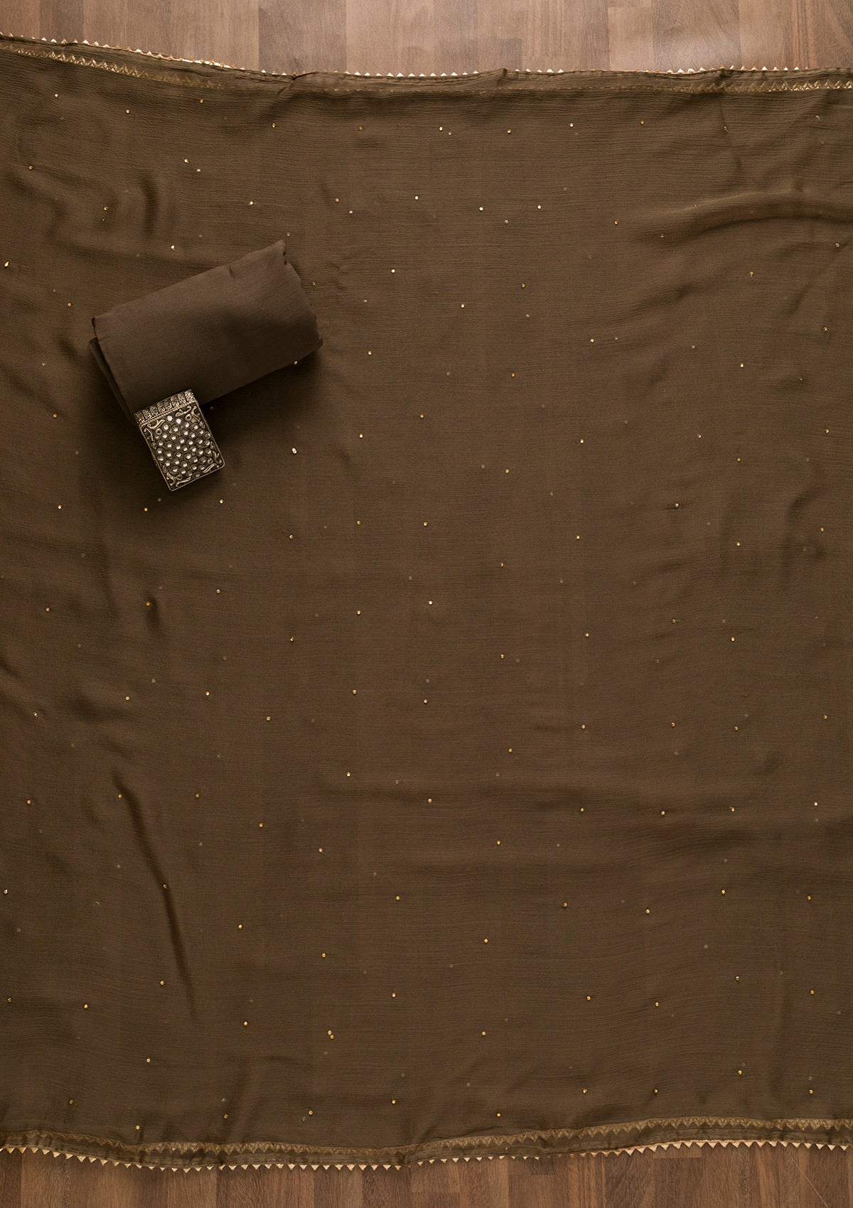 Brown Stonework Tissue Unstitched Salwar Suit-Koskii