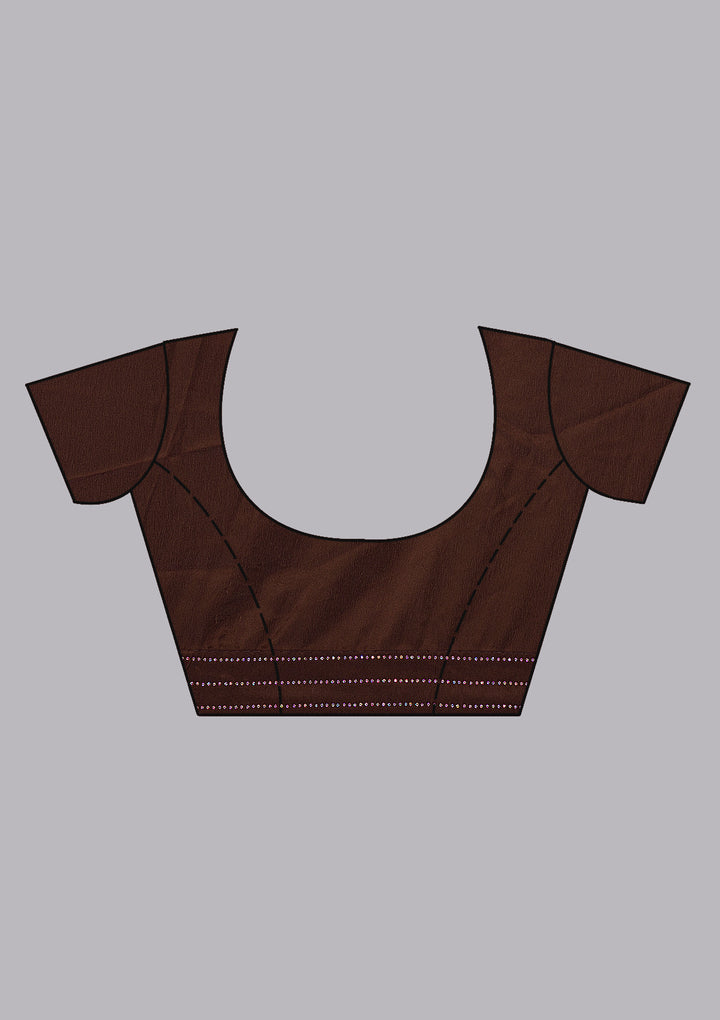 Brown Swarovski Georgette Saree