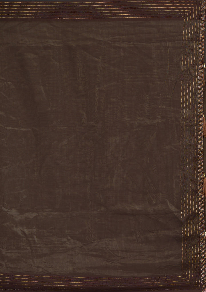 Brown Swarovski Organza Saree