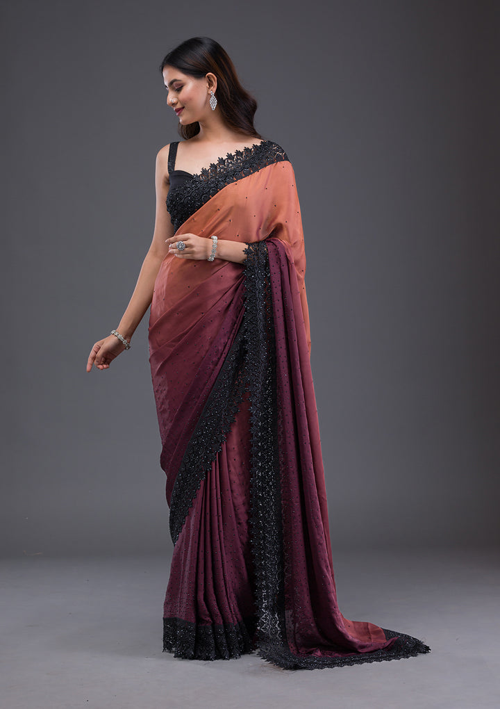 Brown Zariwork Art Silk Saree