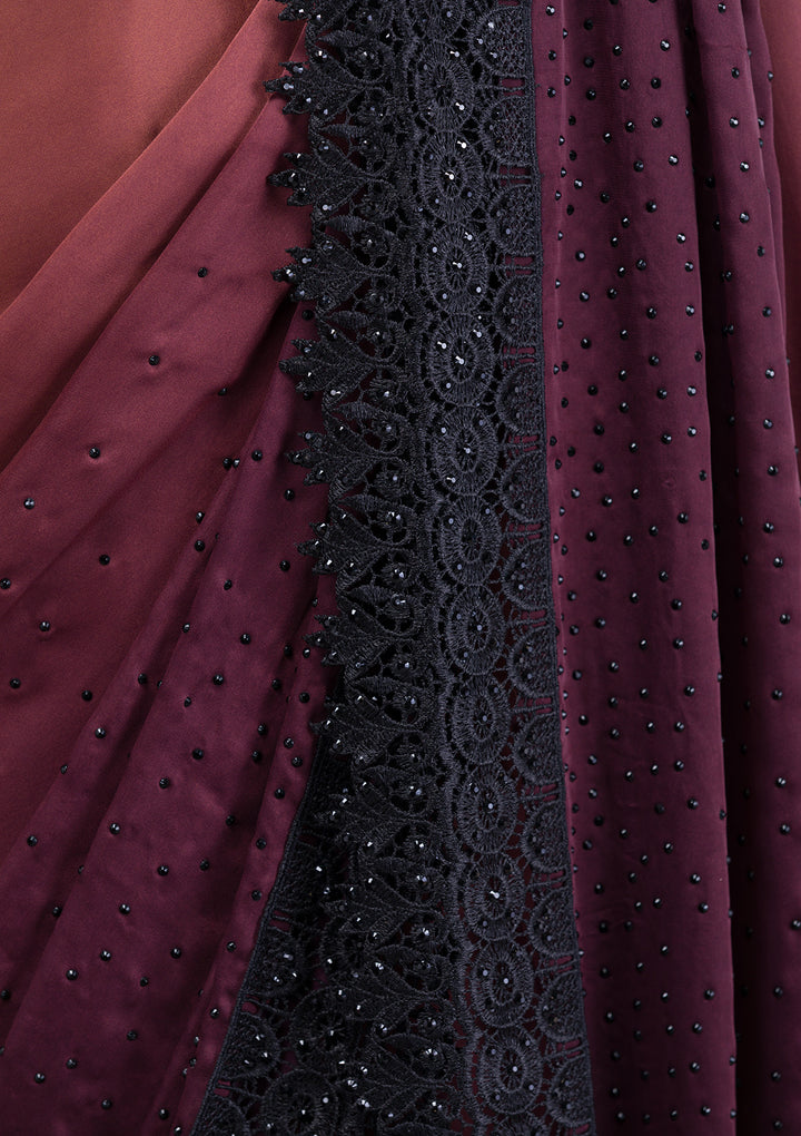 Brown Zariwork Art Silk Saree