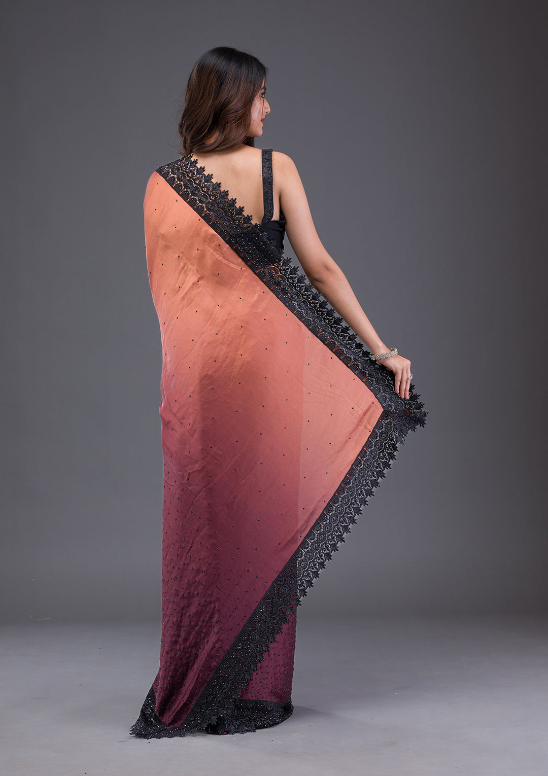 Brown Zariwork Art Silk Saree