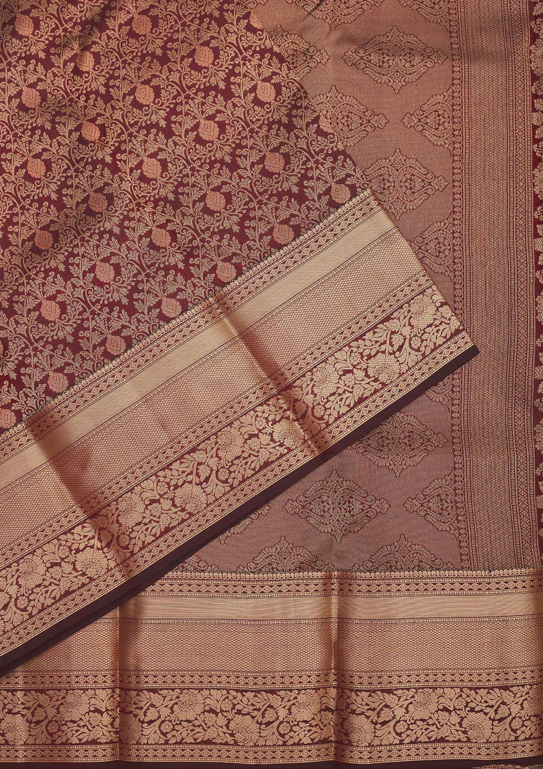 Brown Zariwork Pure Silk Saree