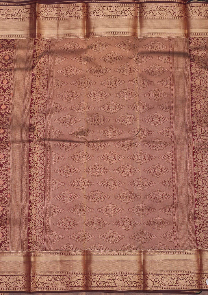 Brown Zariwork Pure Silk Saree