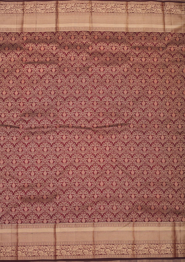 Brown Zariwork Pure Silk Saree