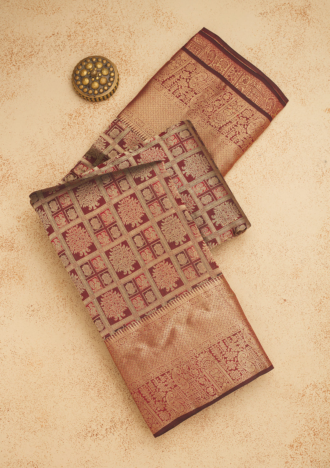 Brown Zariwork Pure Silk Saree