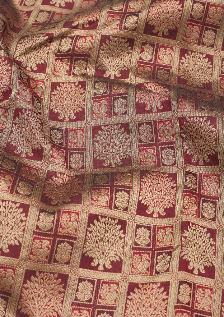 Brown Zariwork Pure Silk Saree