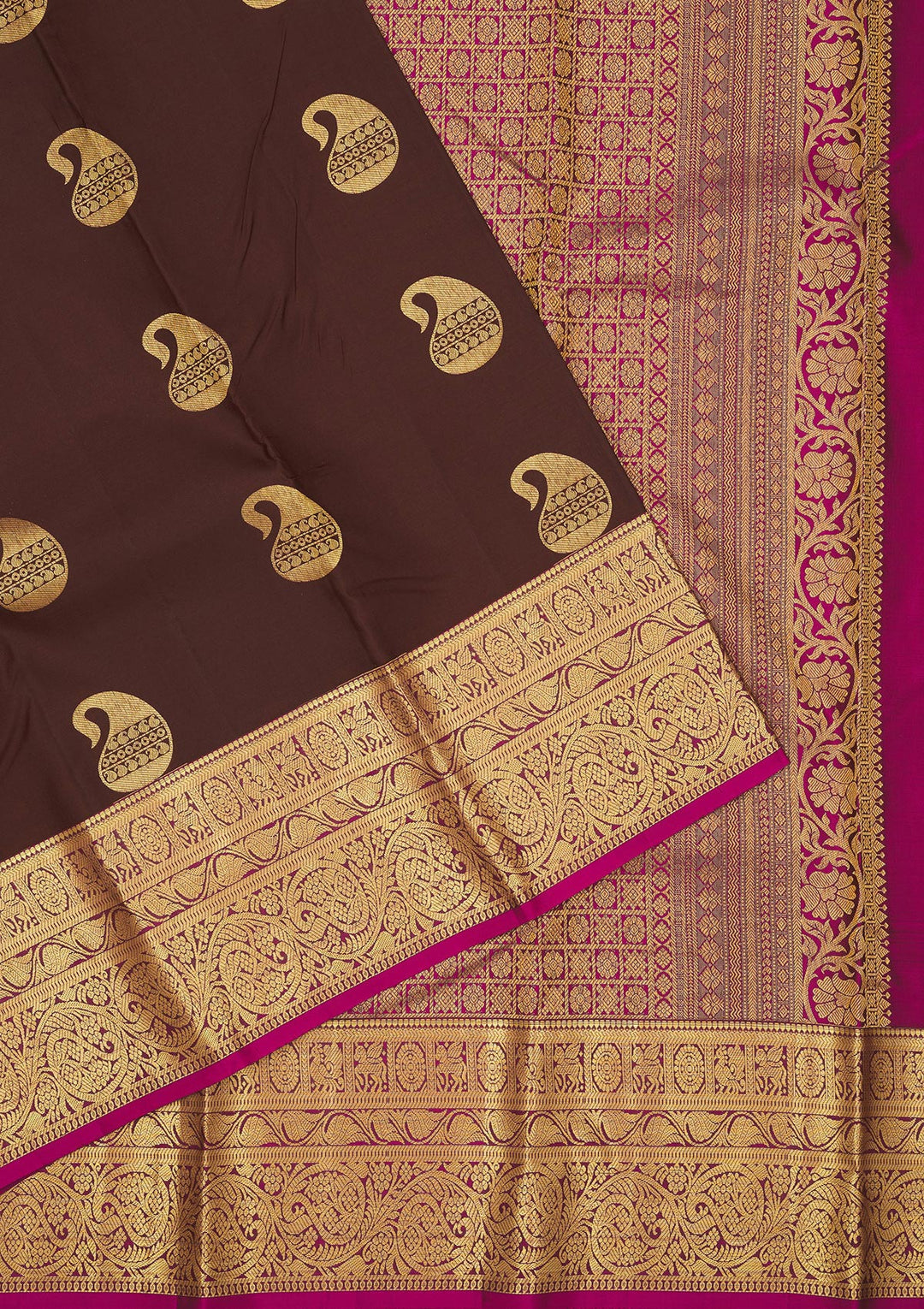 Brown Zariwork Pure Silk Saree