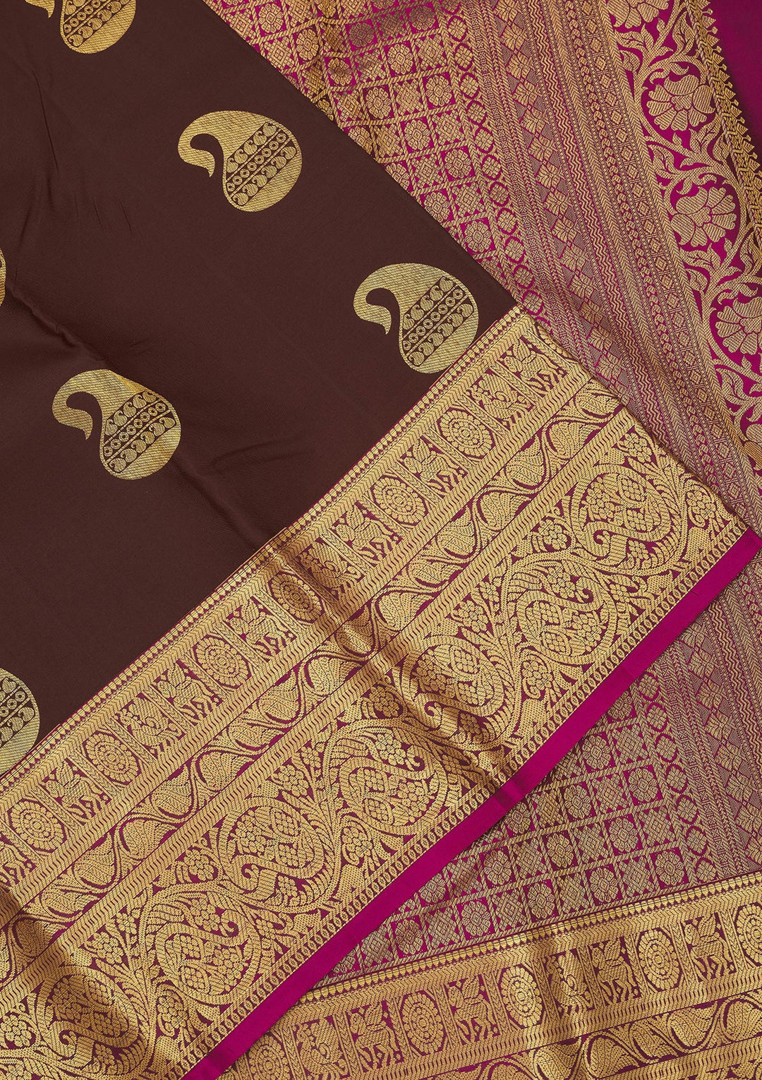 Brown Zariwork Pure Silk Saree