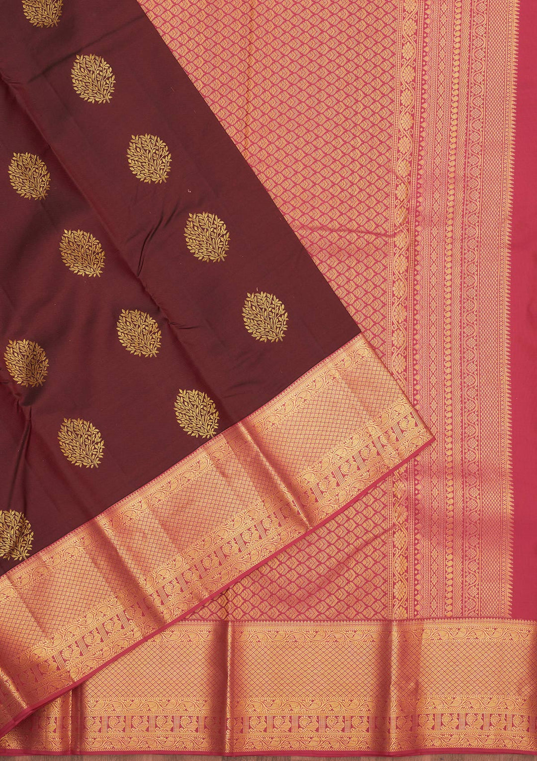 Brown Zariwork Pure Silk Saree