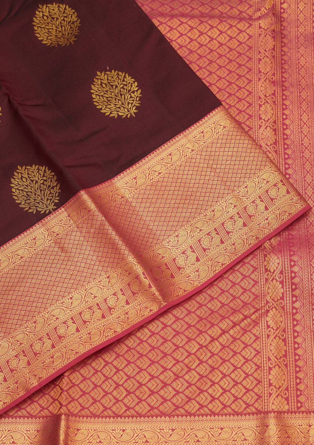 Brown Zariwork Pure Silk Saree