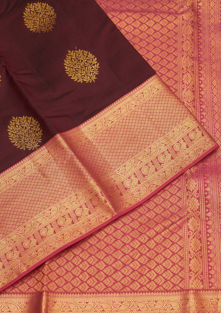 Brown Zariwork Pure Silk Saree