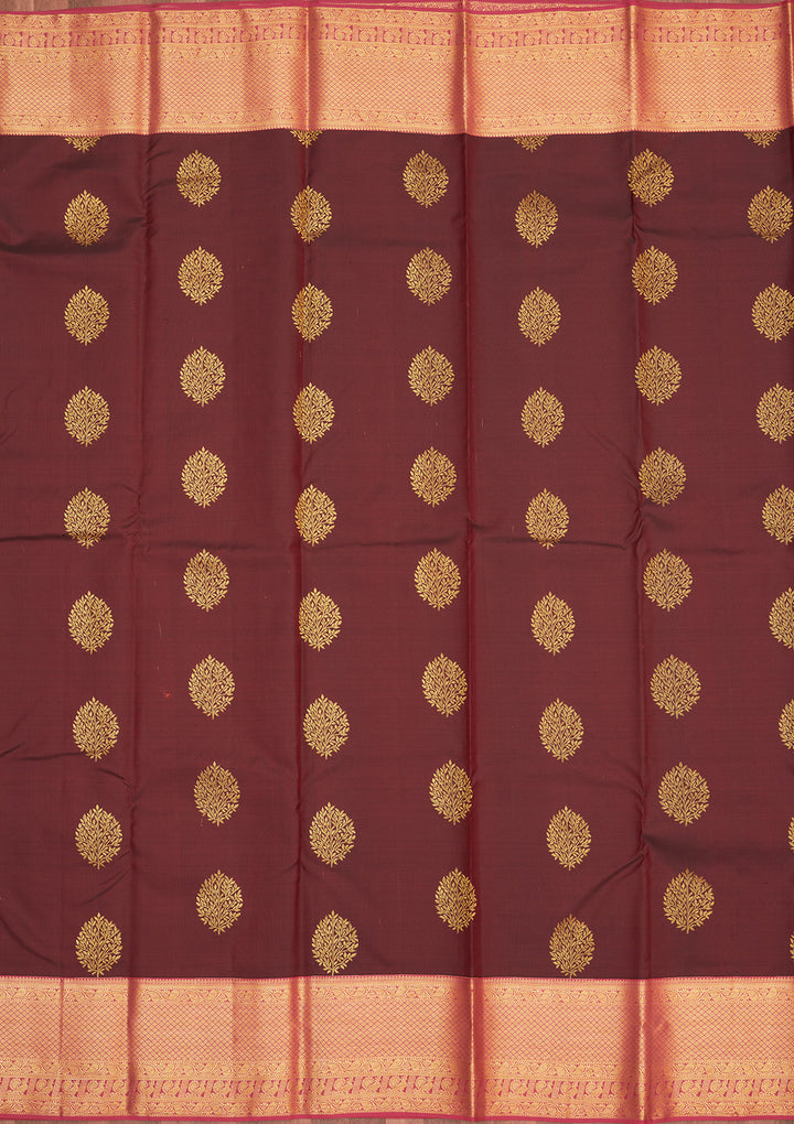 Brown Zariwork Pure Silk Saree