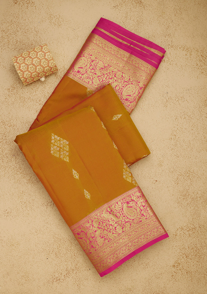 Brown Zariwork Pure Silk Saree