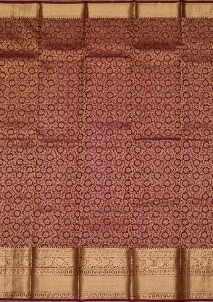 Brown Zariwork Pure Silk Saree