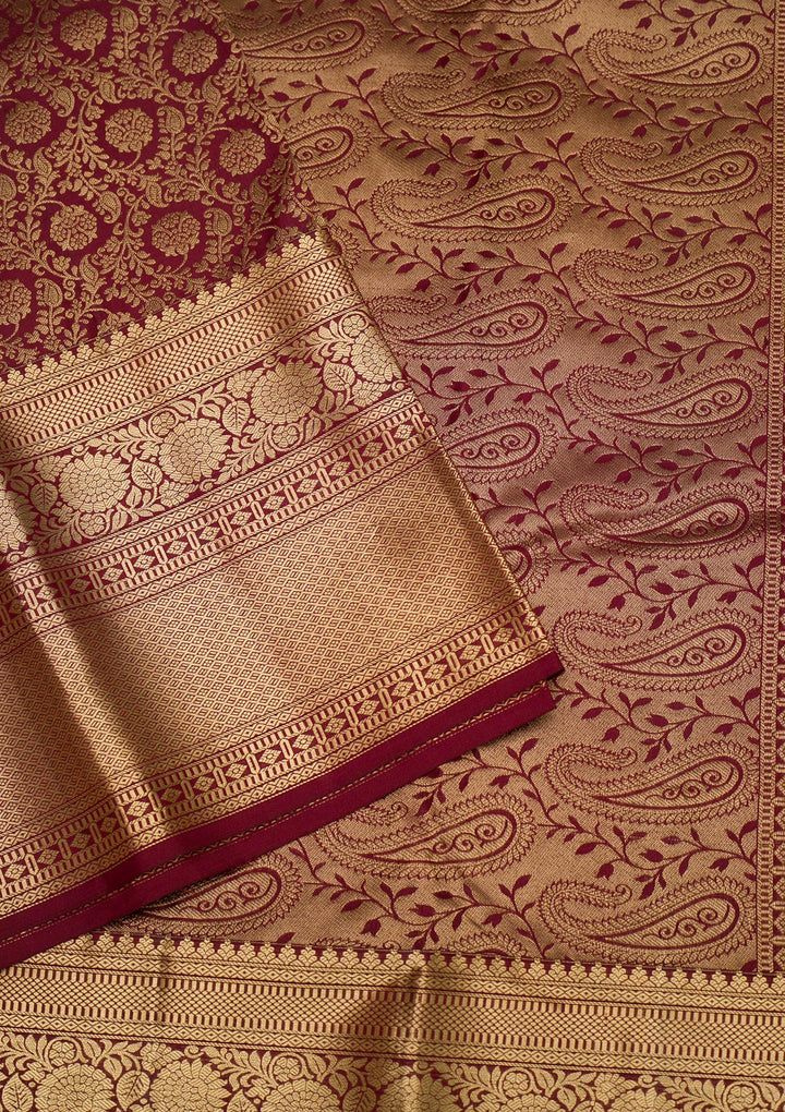Brown Zariwork Pure Silk Saree