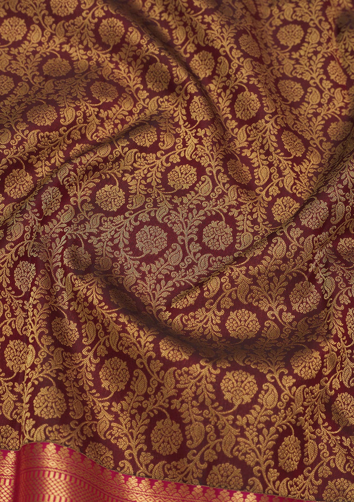 Brown Zariwork Pure Silk Saree