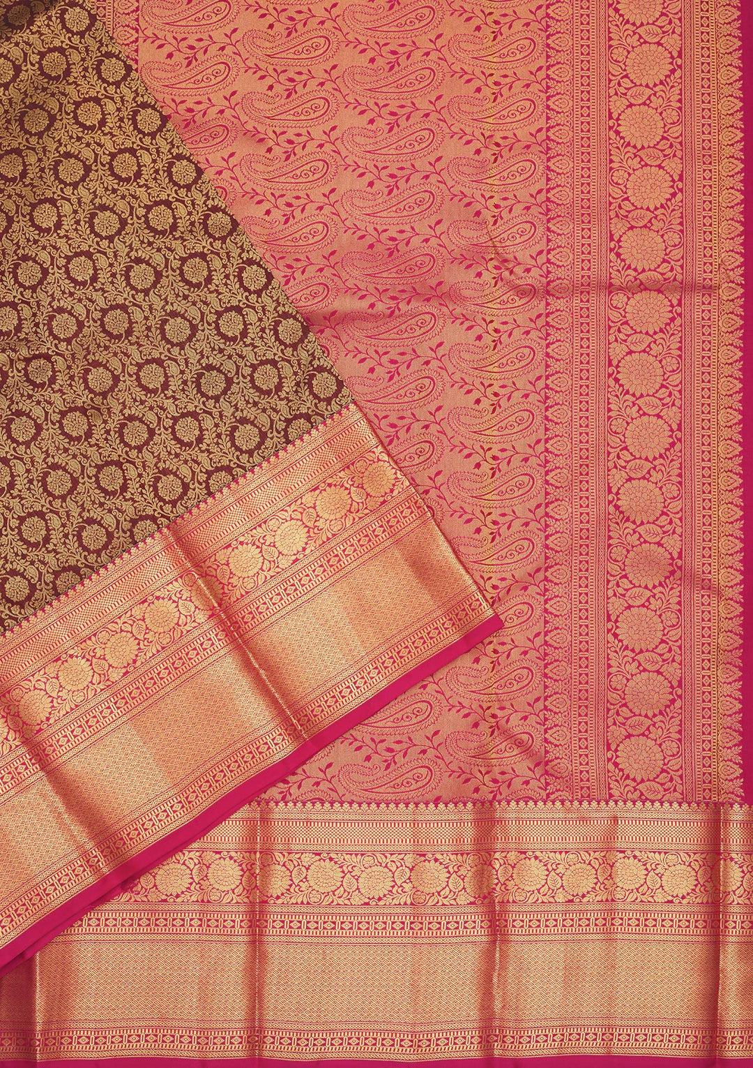 Brown Zariwork Pure Silk Saree