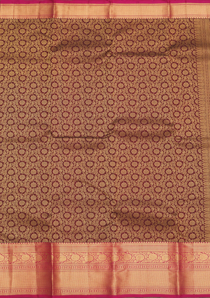Brown Zariwork Pure Silk Saree