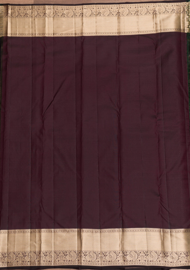 Brown Zariwork Pure Silk Saree-Koskii