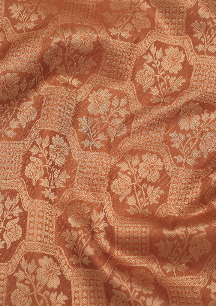 Brown Zariwork Pure Silk Saree
