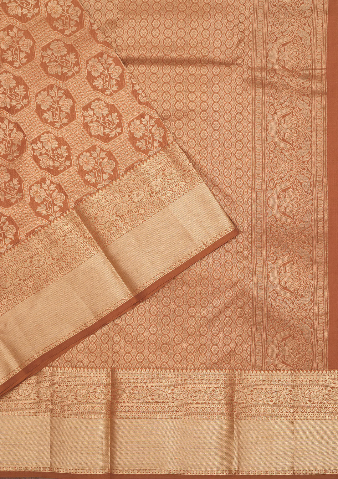 Brown Zariwork Pure Silk Saree