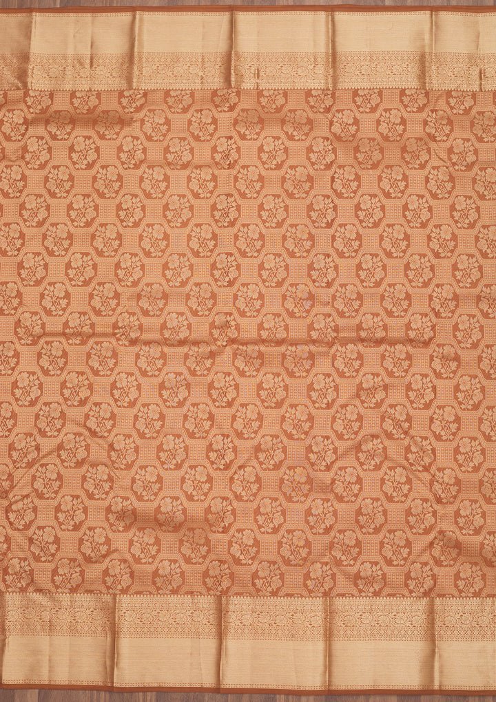 Brown Zariwork Pure Silk Saree