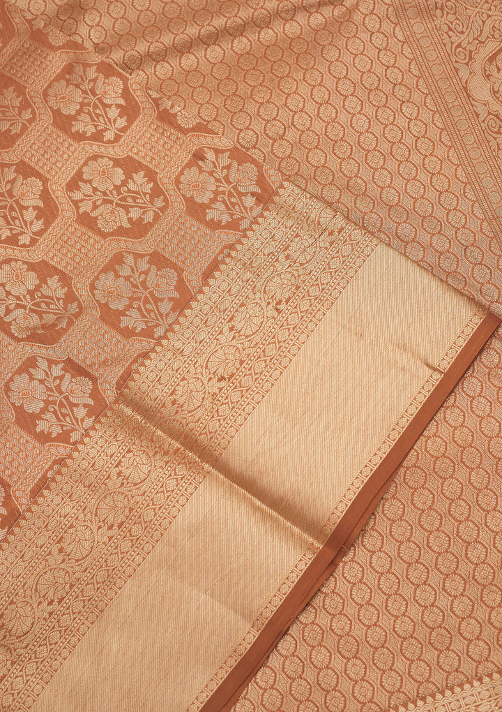 Brown Zariwork Pure Silk Saree