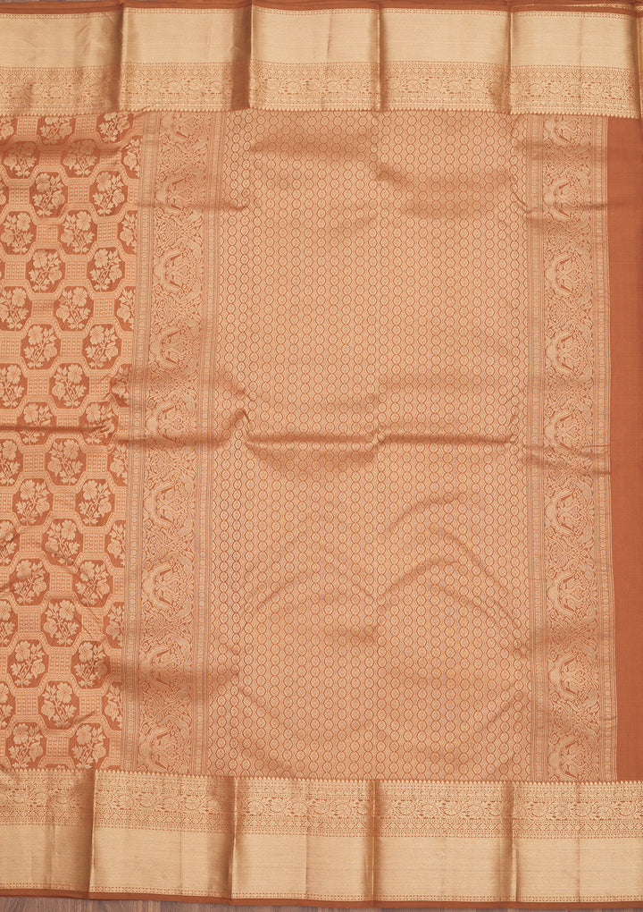 Brown Zariwork Pure Silk Saree