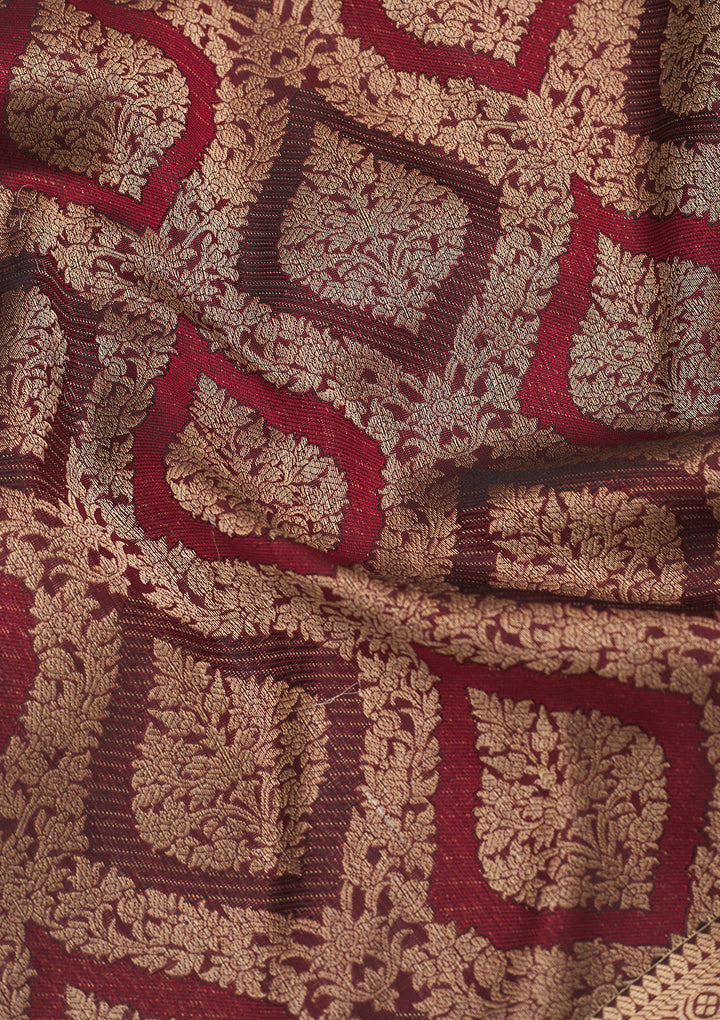 Brown Zariwork Pure Silk Saree
