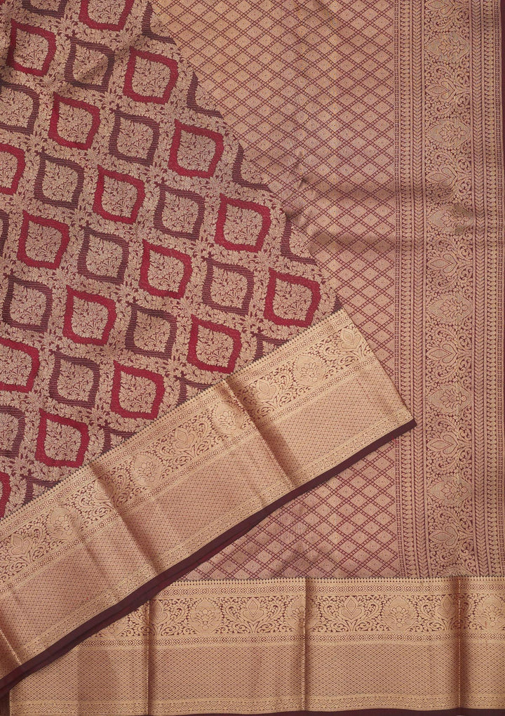 Brown Zariwork Pure Silk Saree