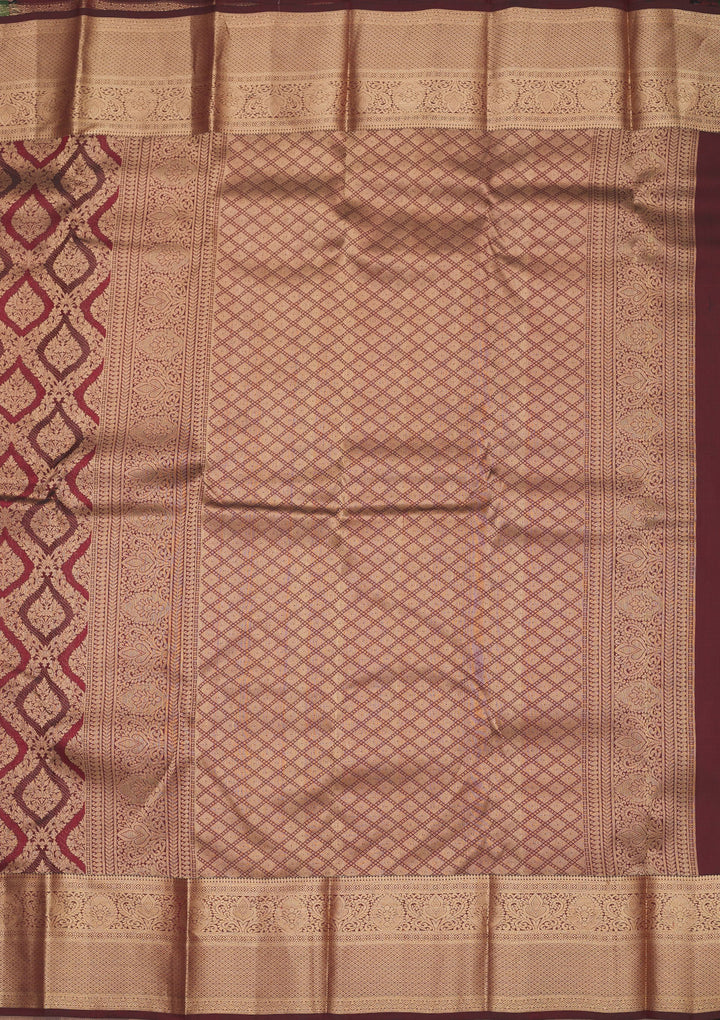 Brown Zariwork Pure Silk Saree