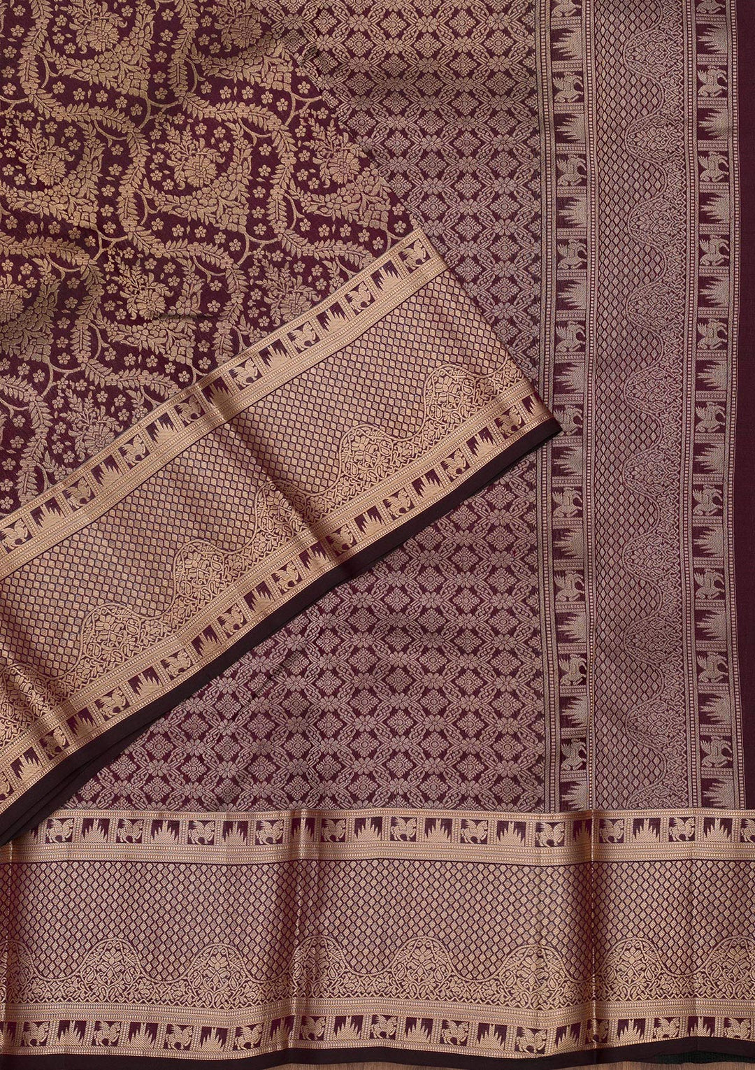 Brown Zariwork Pure Silk Saree