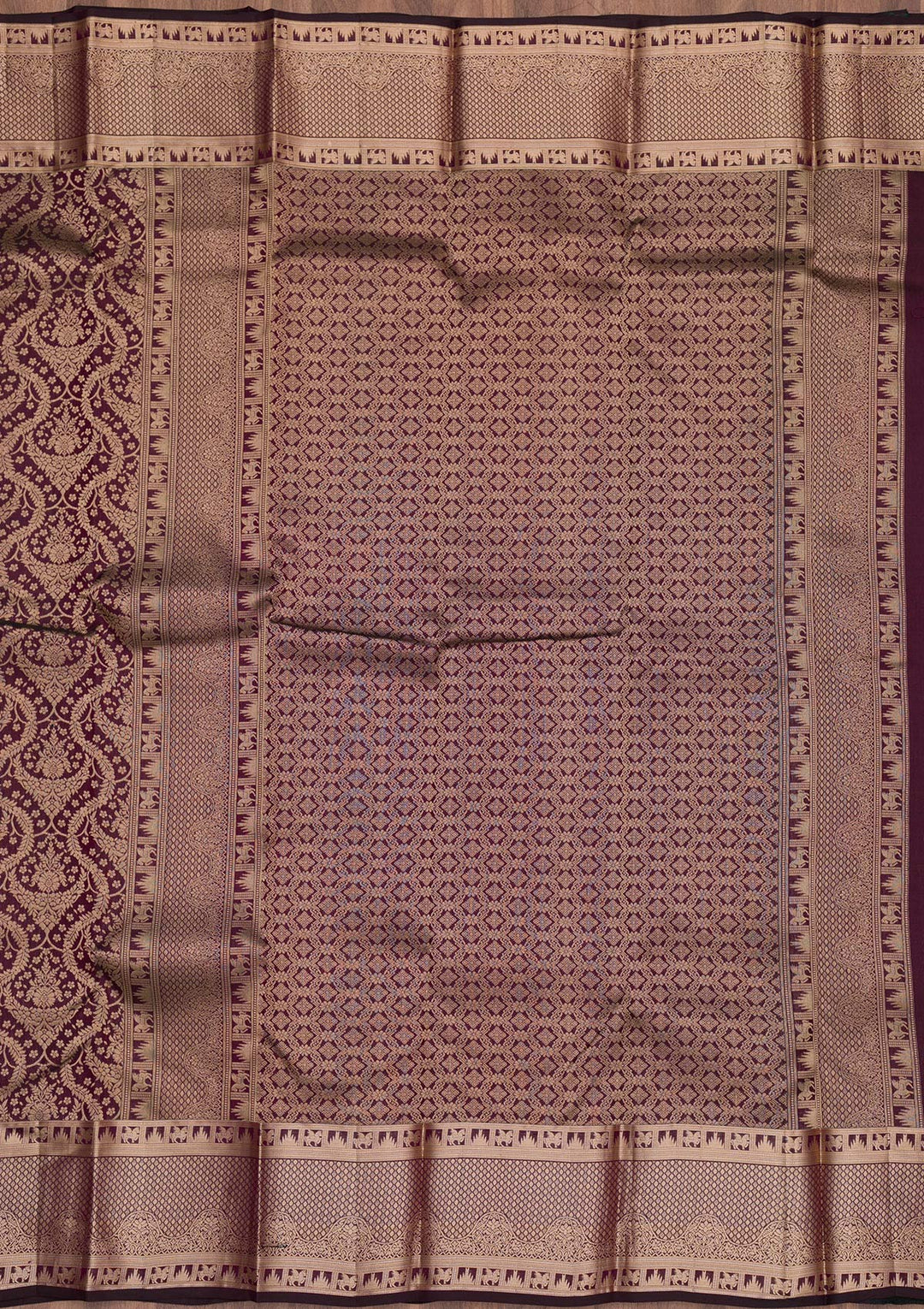 Brown Zariwork Pure Silk Saree