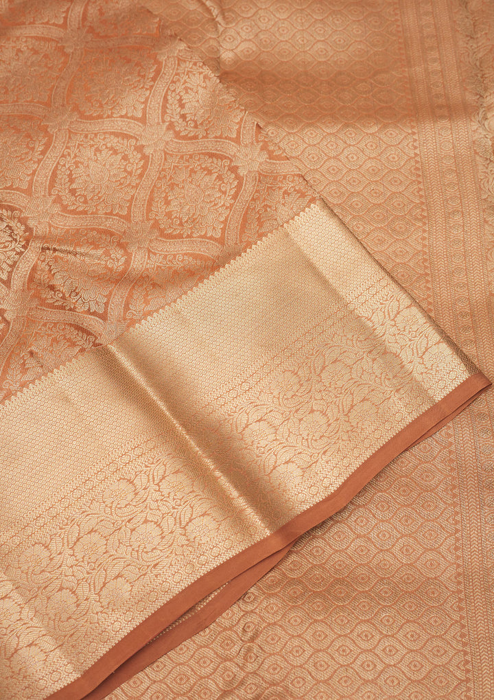 Brown Zariwork Pure Silk Saree
