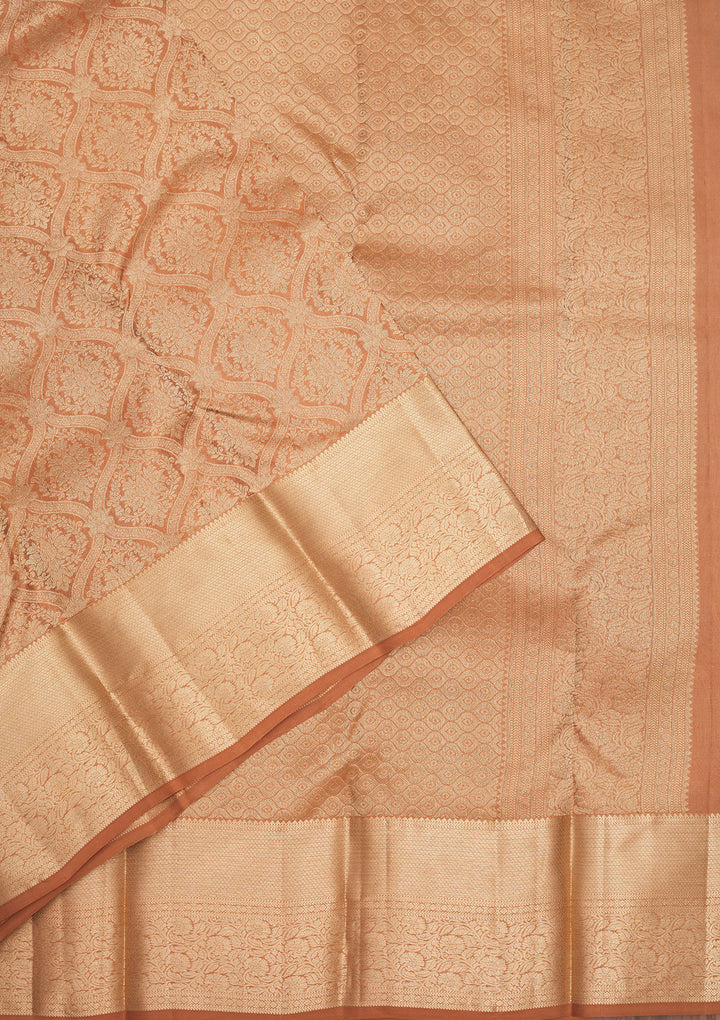 Brown Zariwork Pure Silk Saree