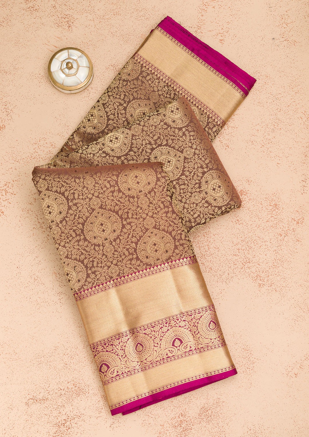 Brown Zariwork Pure Silk Saree