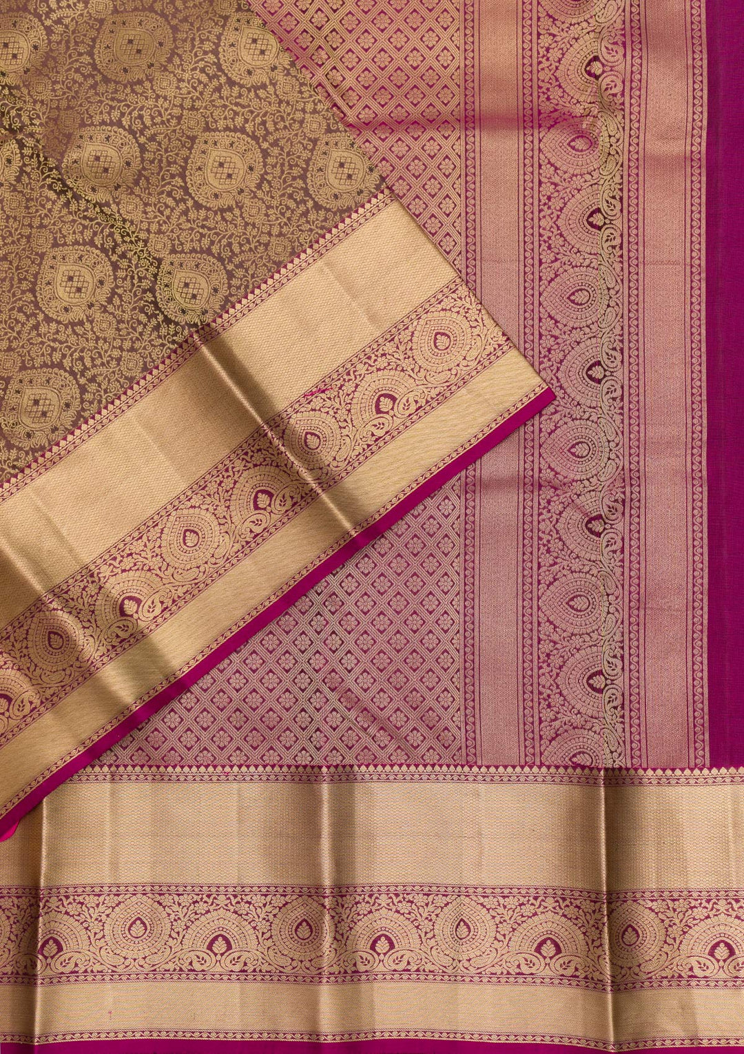 Brown Zariwork Pure Silk Saree