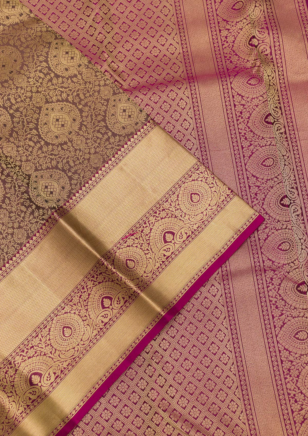 Brown Zariwork Pure Silk Saree