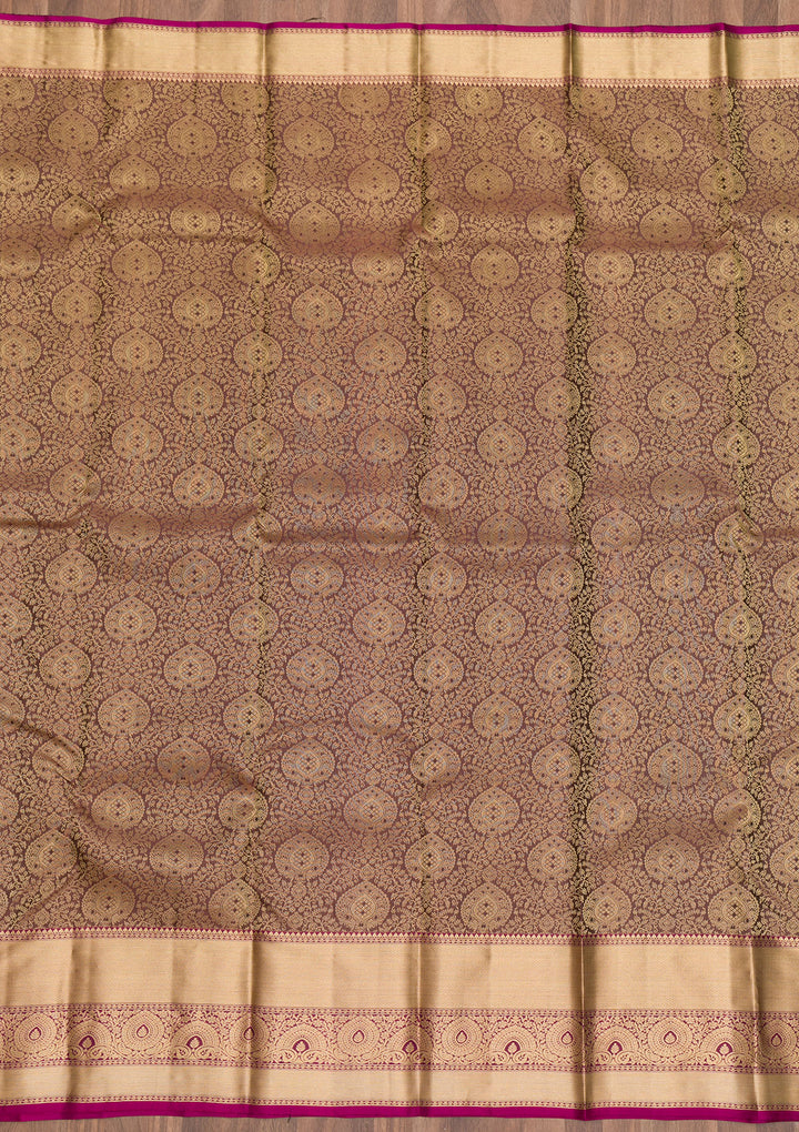 Brown Zariwork Pure Silk Saree