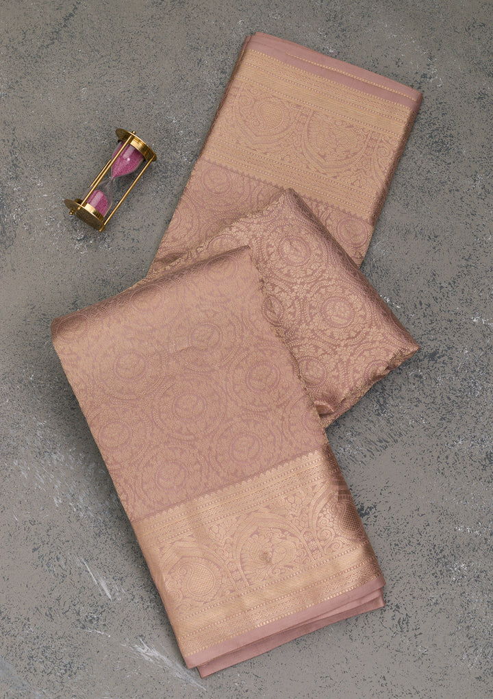 Light Brown Zariwork Kanjivaram Pure Silk Saree