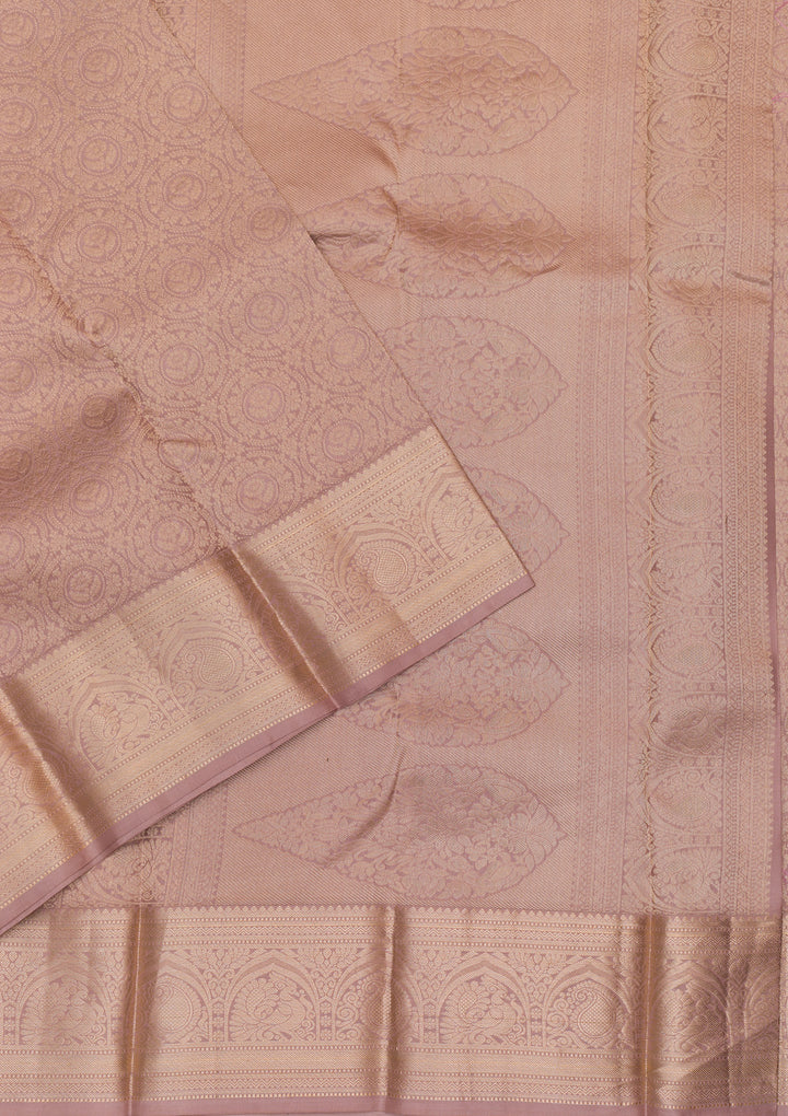 Light Brown Zariwork Kanjivaram Pure Silk Saree