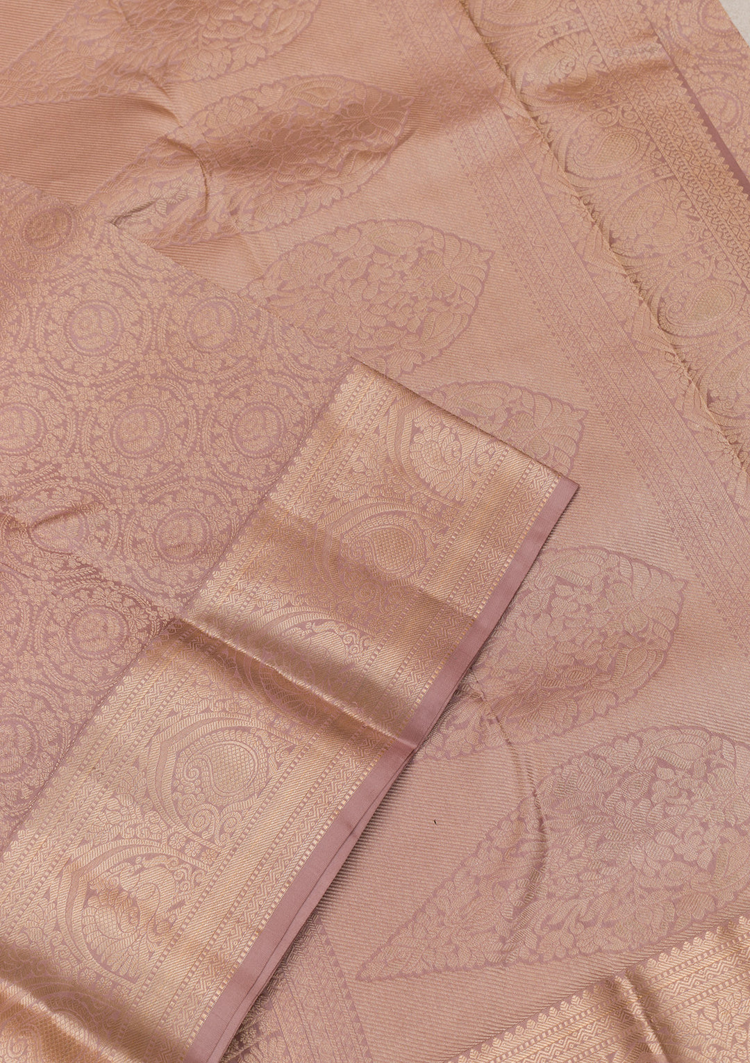 Light Brown Zariwork Kanjivaram Pure Silk Saree