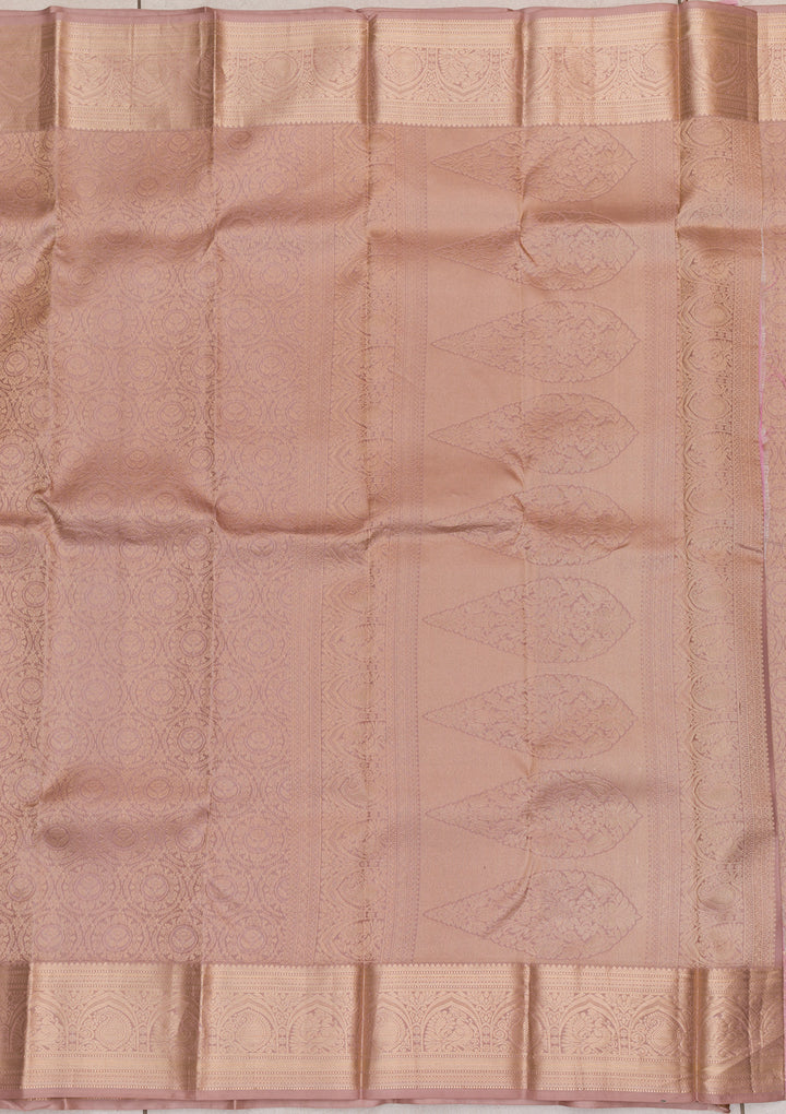 Light Brown Zariwork Kanjivaram Pure Silk Saree