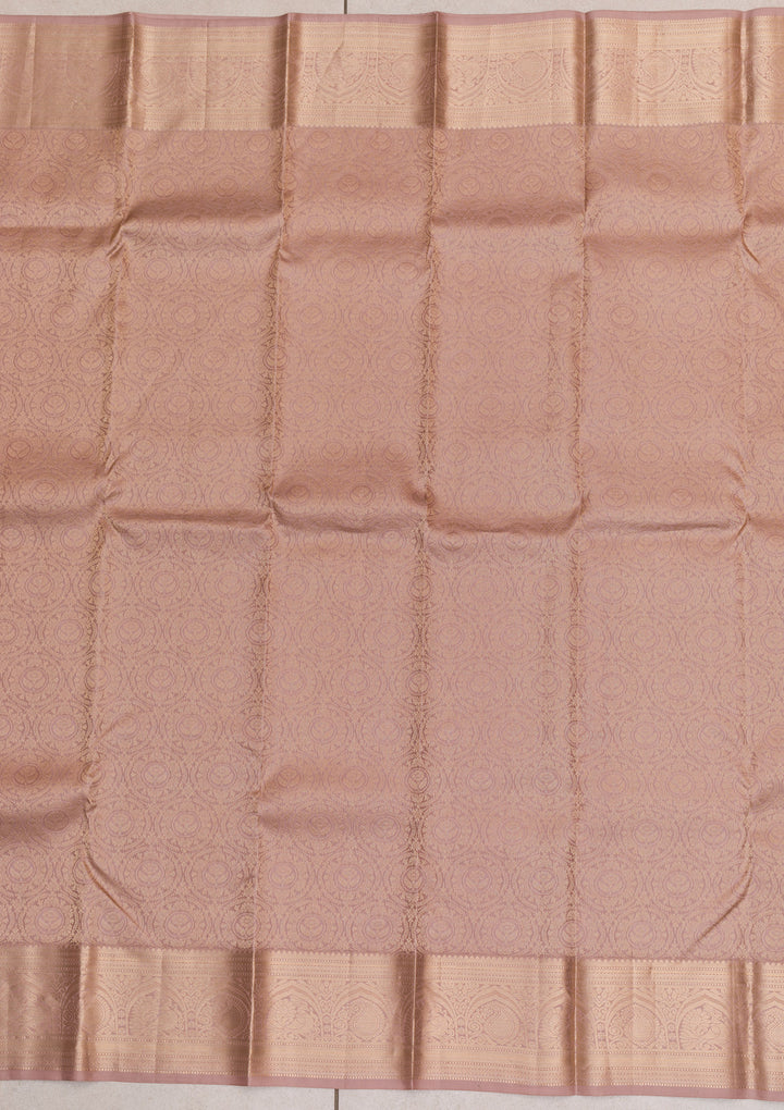Light Brown Zariwork Kanjivaram Pure Silk Saree