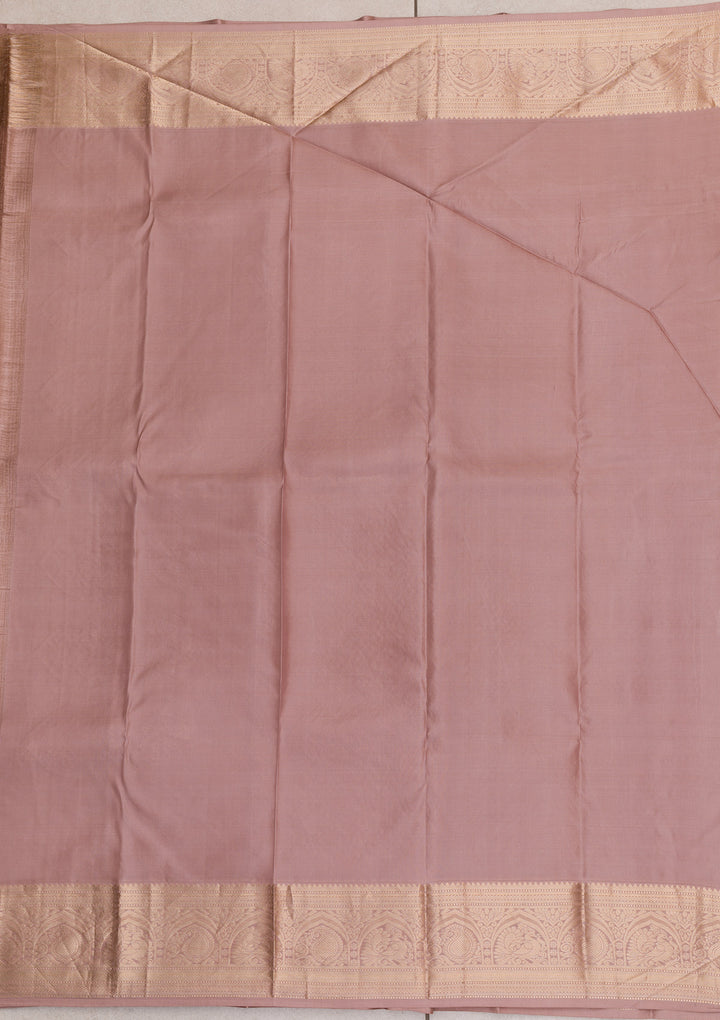 Light Brown Zariwork Kanjivaram Pure Silk Saree