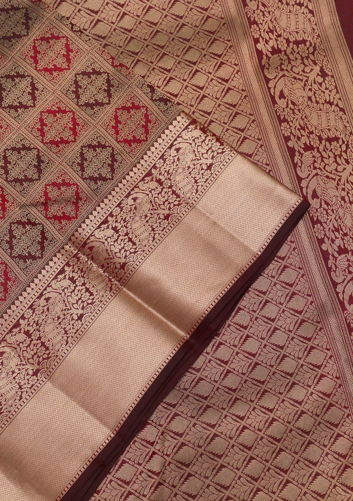 Brown Zariwork Pure Silk Saree