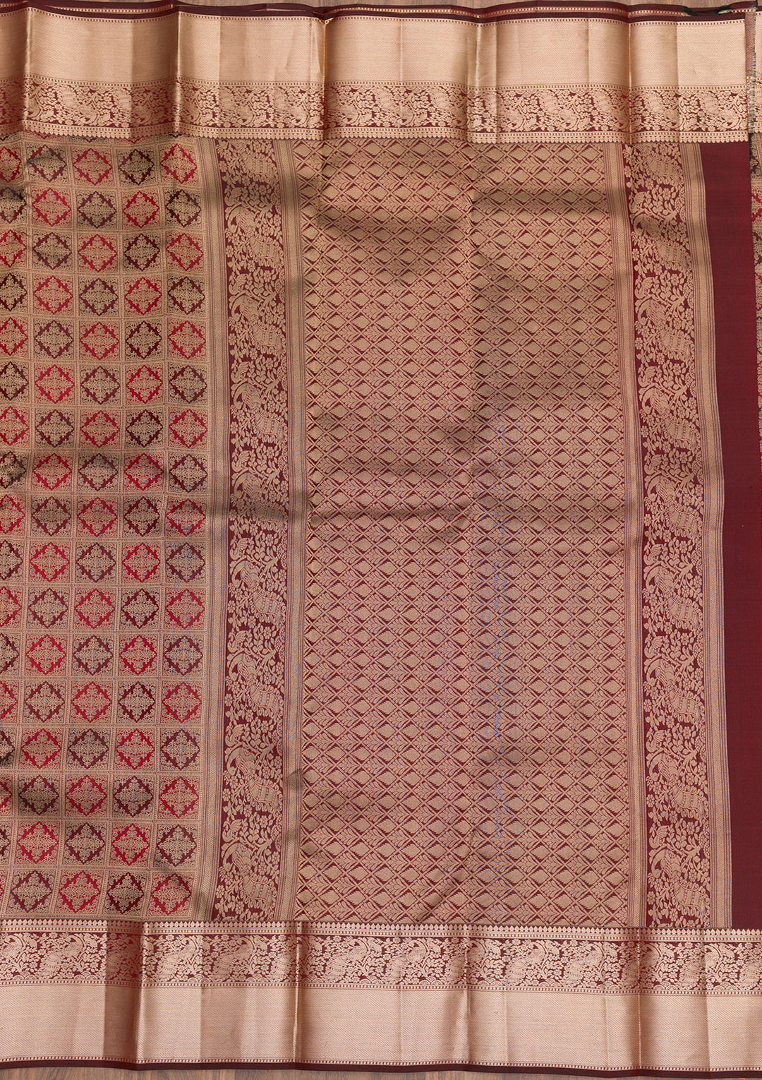 Brown Zariwork Pure Silk Saree