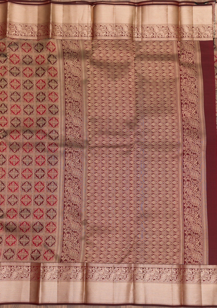 Brown Zariwork Pure Silk Saree
