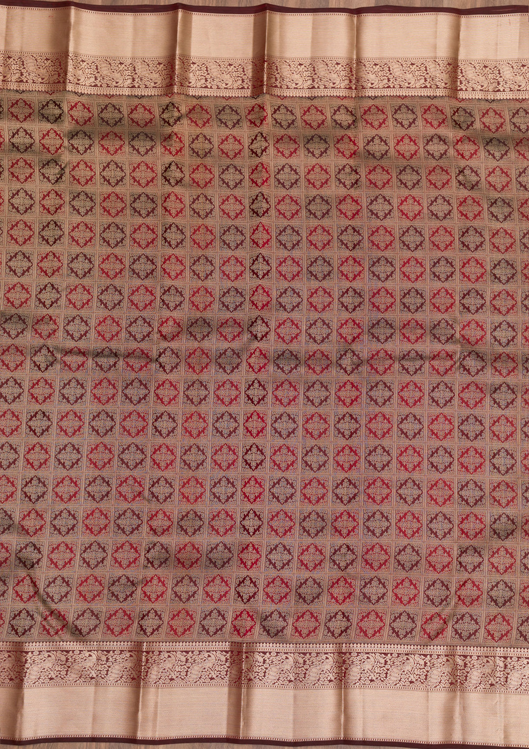 Brown Zariwork Pure Silk Saree